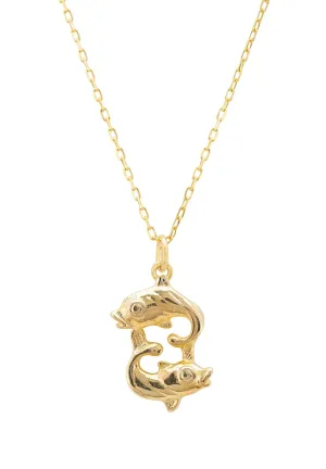 Pisces Zodiac Necklace in Gold-Plated Silver