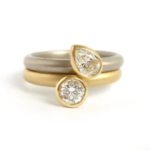 Platinum and 18ct yellow gold and diamond ringset