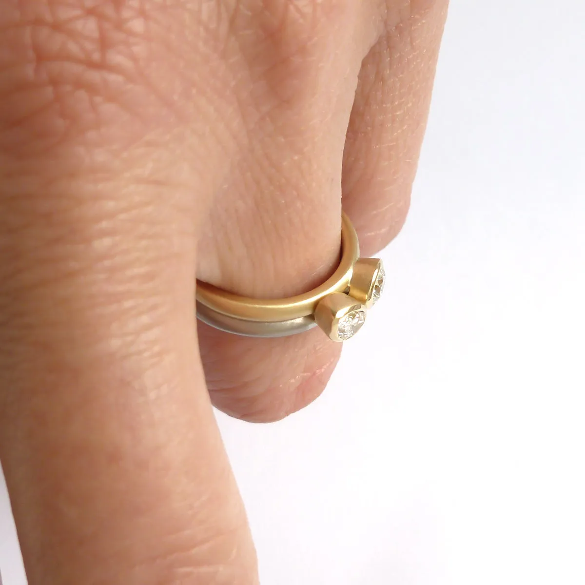 Platinum and 18ct yellow gold and diamond ringset