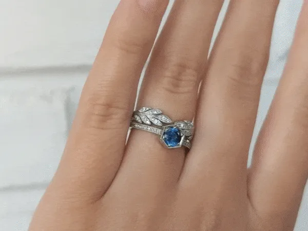 Platinum and Diamond Open Leafside Ring