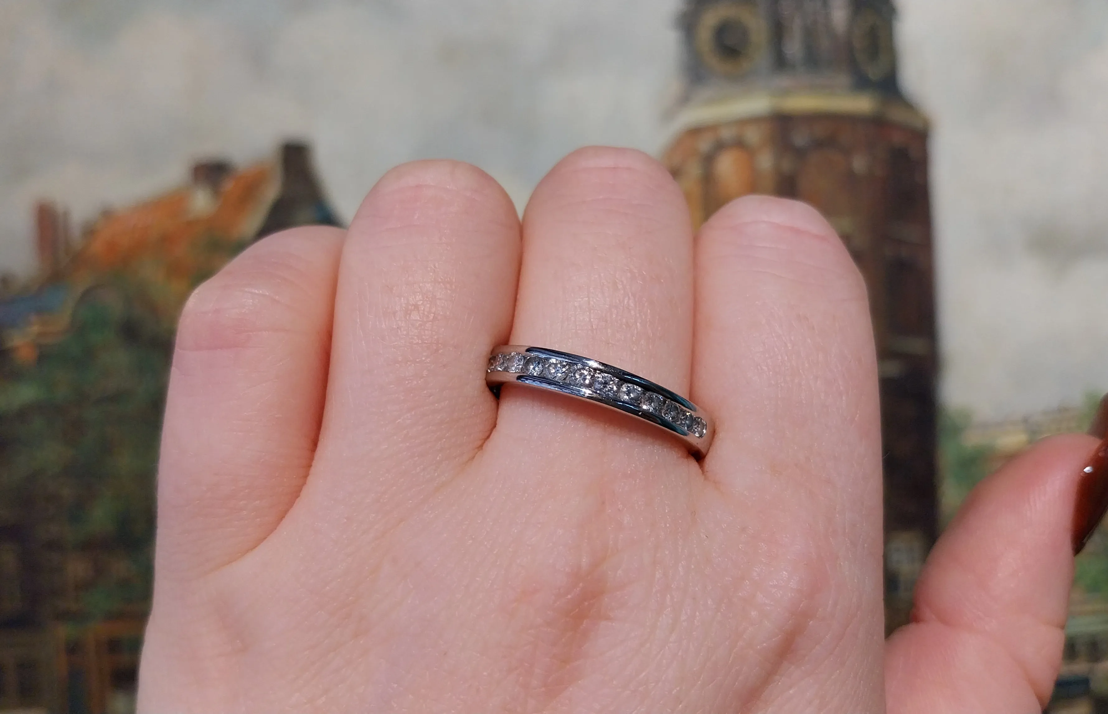 Platinum band with diamonds
