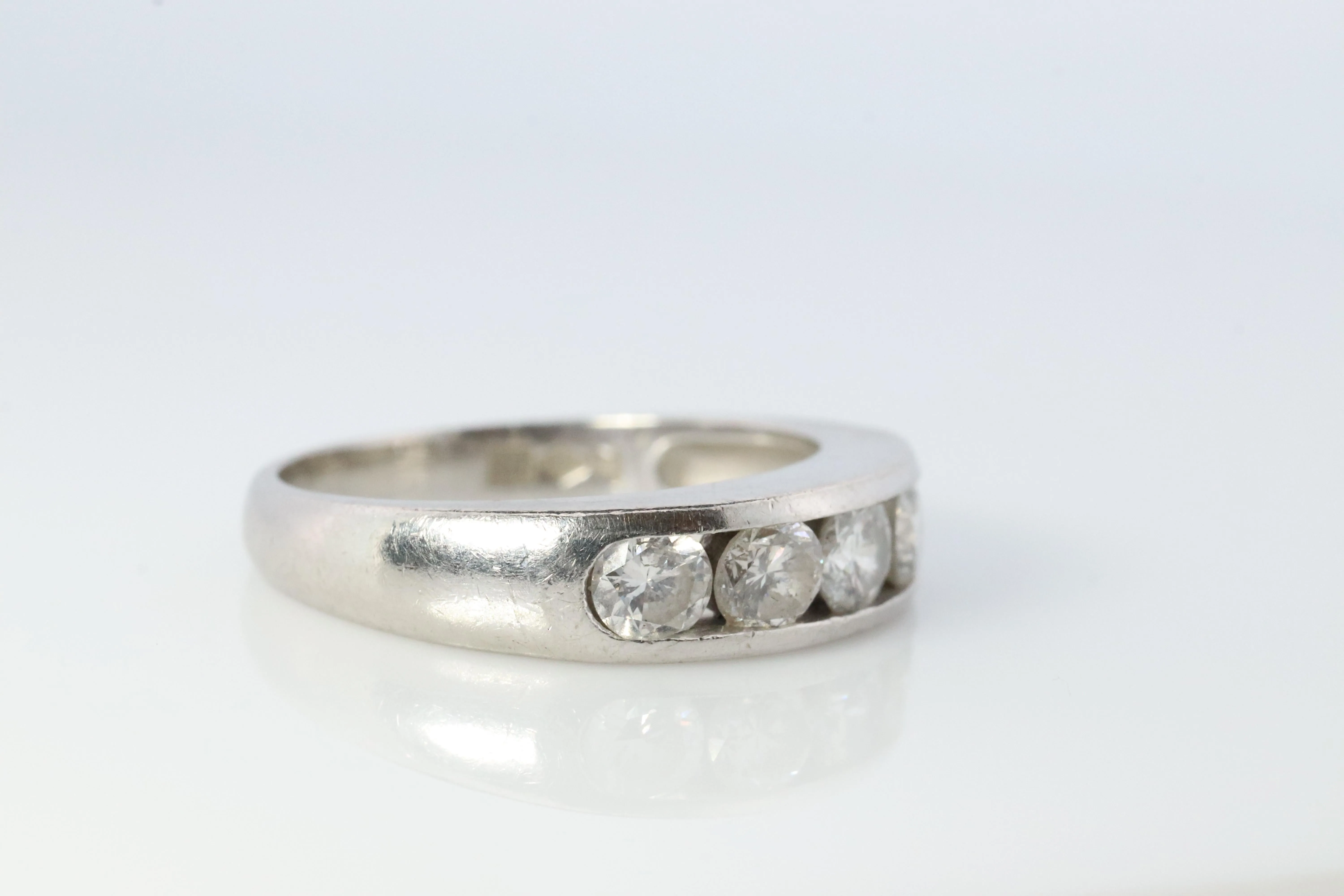 Platinum Diamond eternity band. PT900 1ctw Half Anniversary Infinty channel Ring