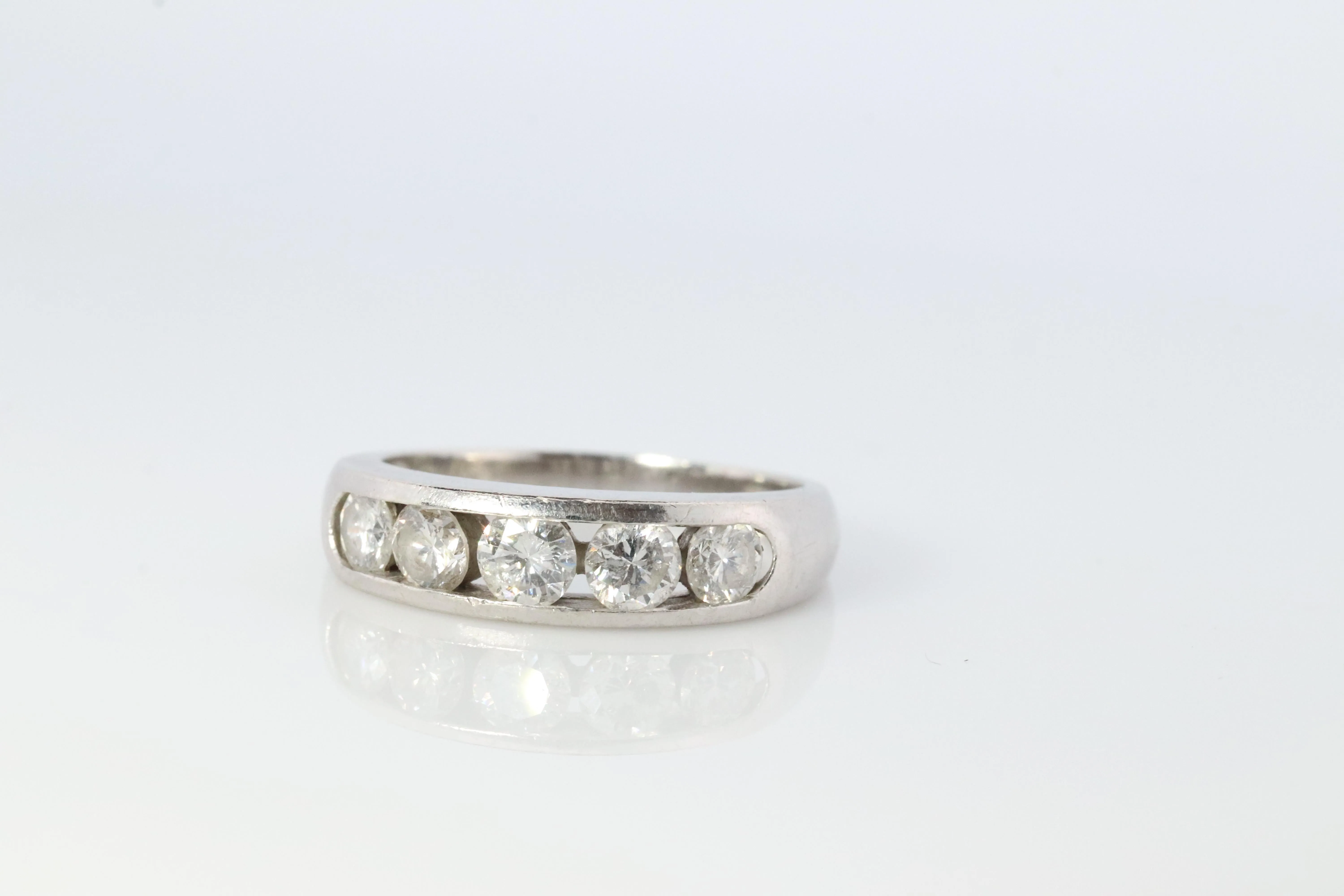 Platinum Diamond eternity band. PT900 1ctw Half Anniversary Infinty channel Ring