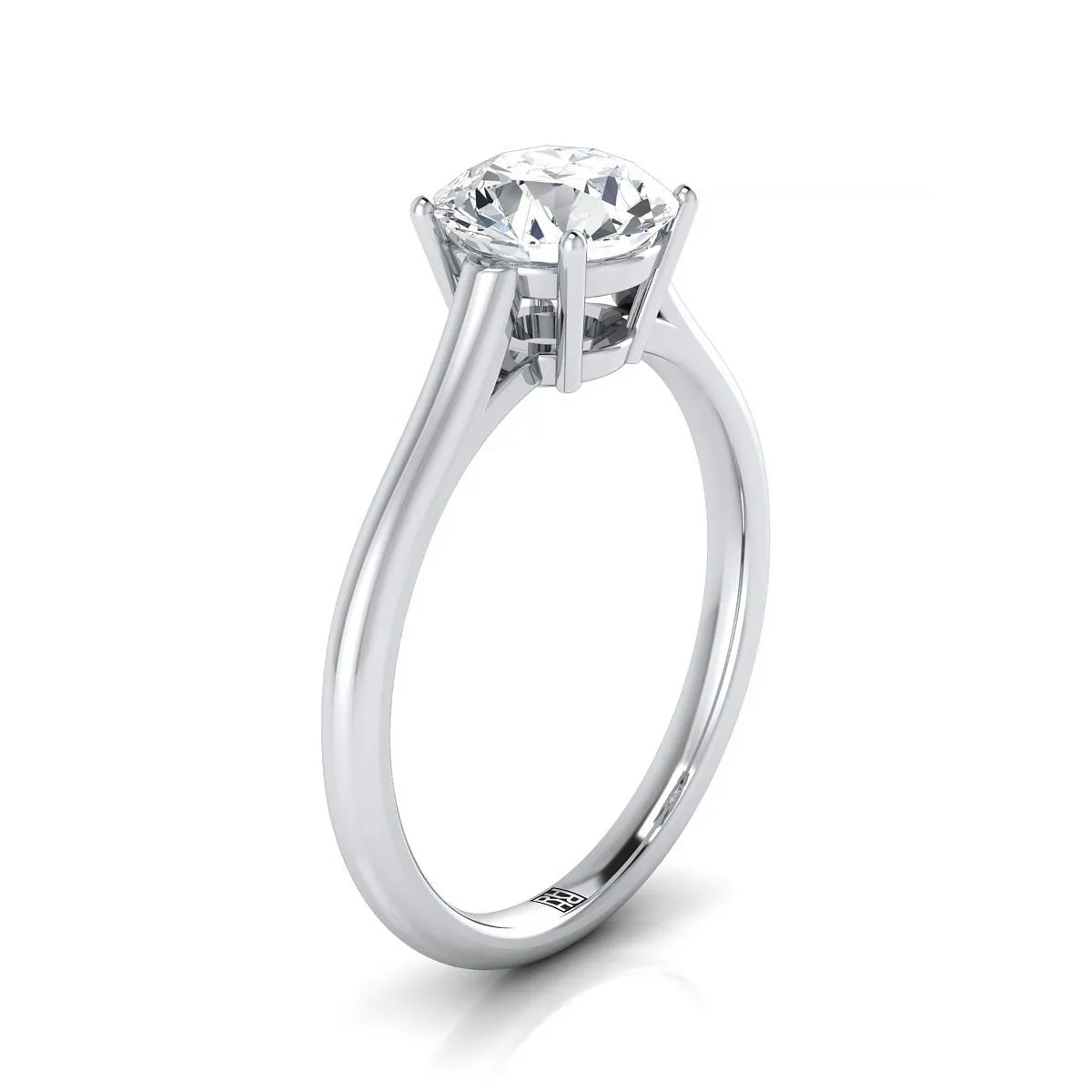 Platinum Round Brilliant Peridot Cathedral Style Comfort Fit Solitaire Engagement Ring