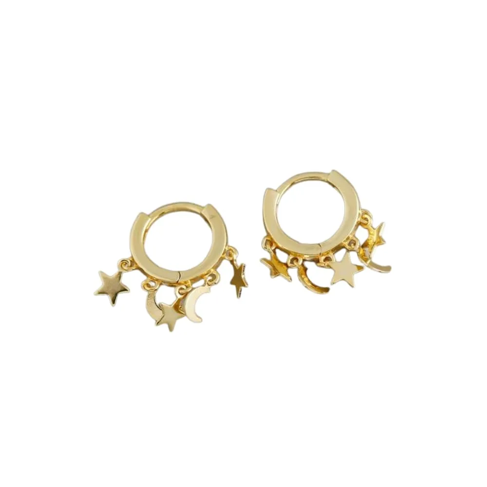 Punk Rock Bohemian Star Moon Tassel Hoop Earrings