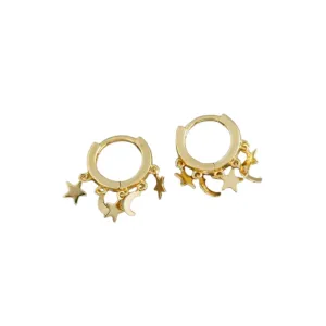 Punk Rock Bohemian Star Moon Tassel Hoop Earrings