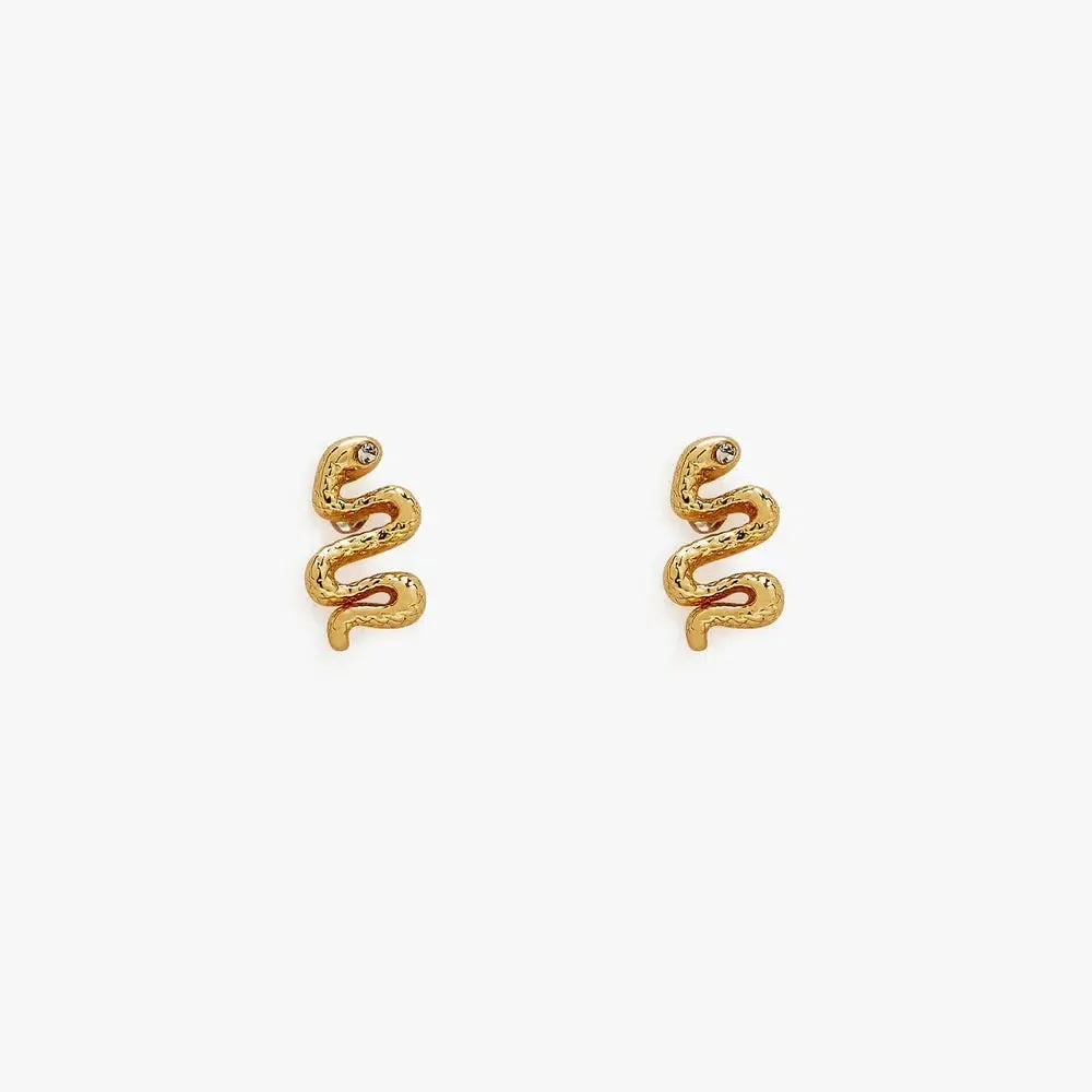 Pura Vida Snake Gold Stud Earrings