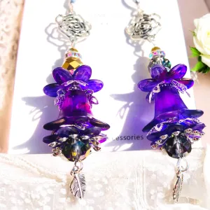 Purple Plum Rose Bohemian Bloom Earrings