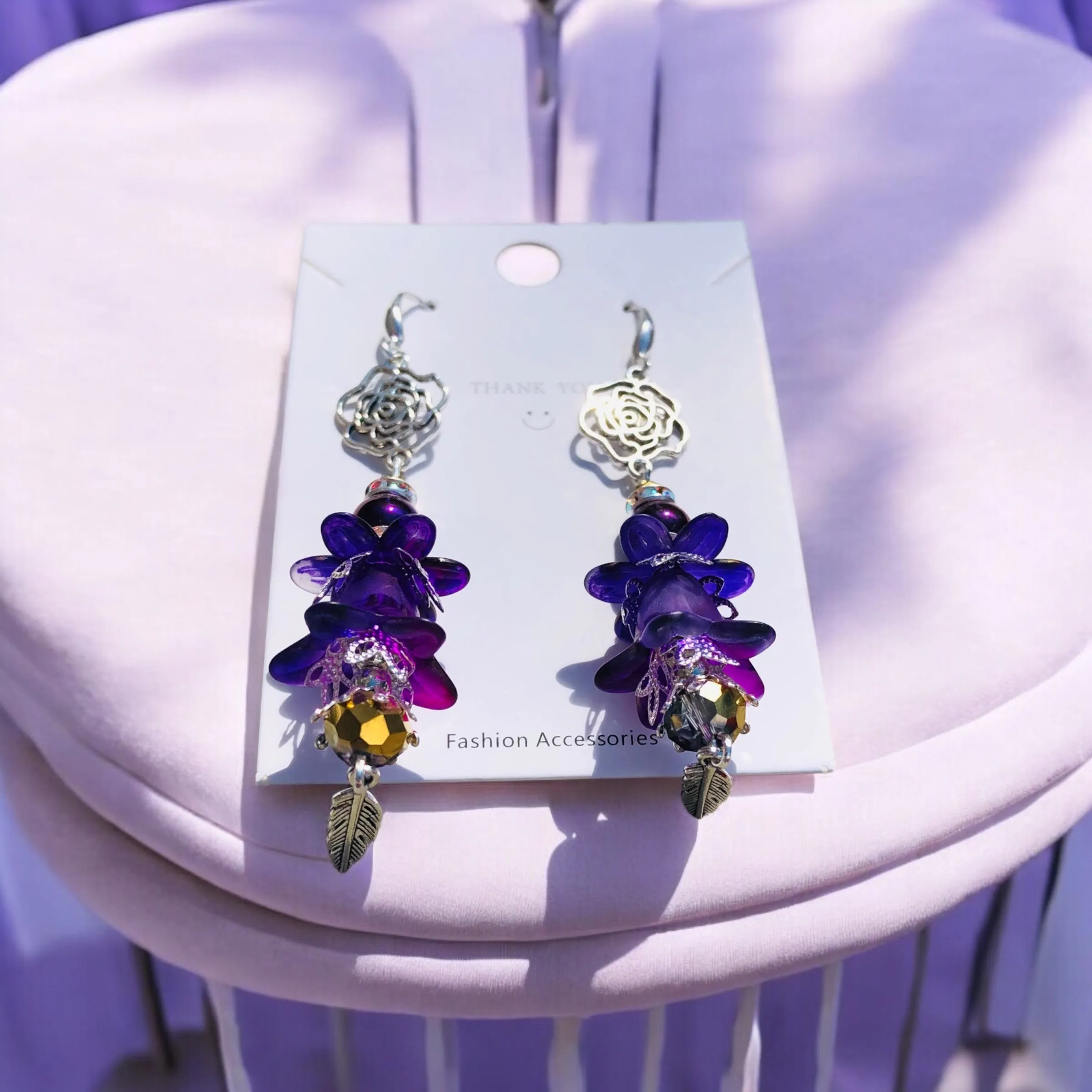 Purple Plum Rose Bohemian Bloom Earrings