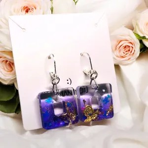 Purple Simple Elegance Resin Earrings with S29 Silver Huggies