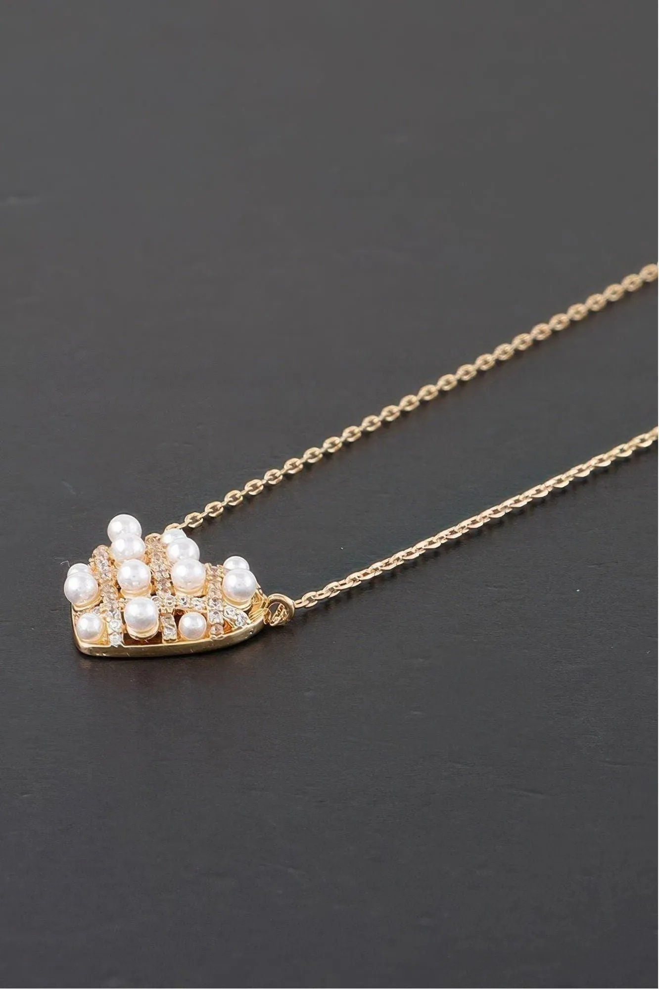 Quilted Pearl Heart Necklace