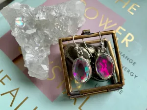 Rainbow Topaz Oval Akoni Earrings