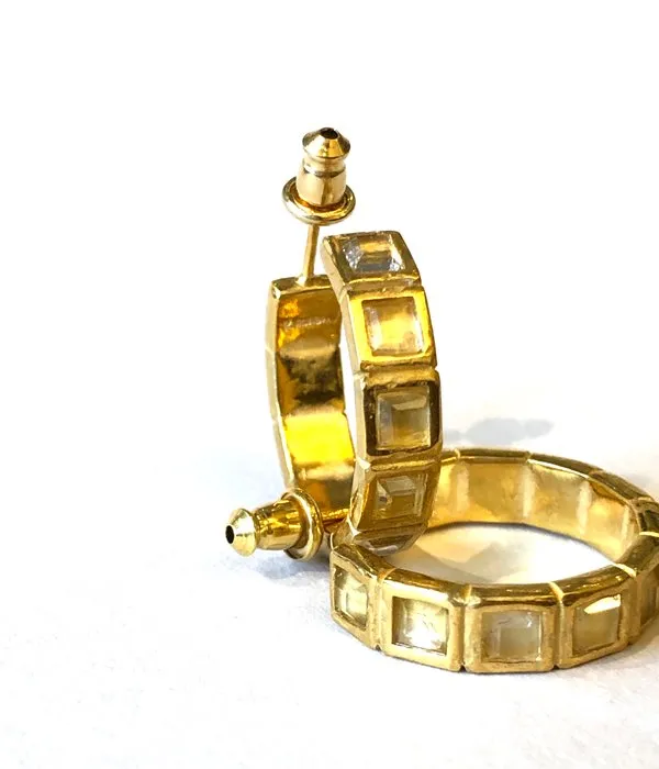 R.ALAGAN/SMALL TILE EARRINGS(GOLD)