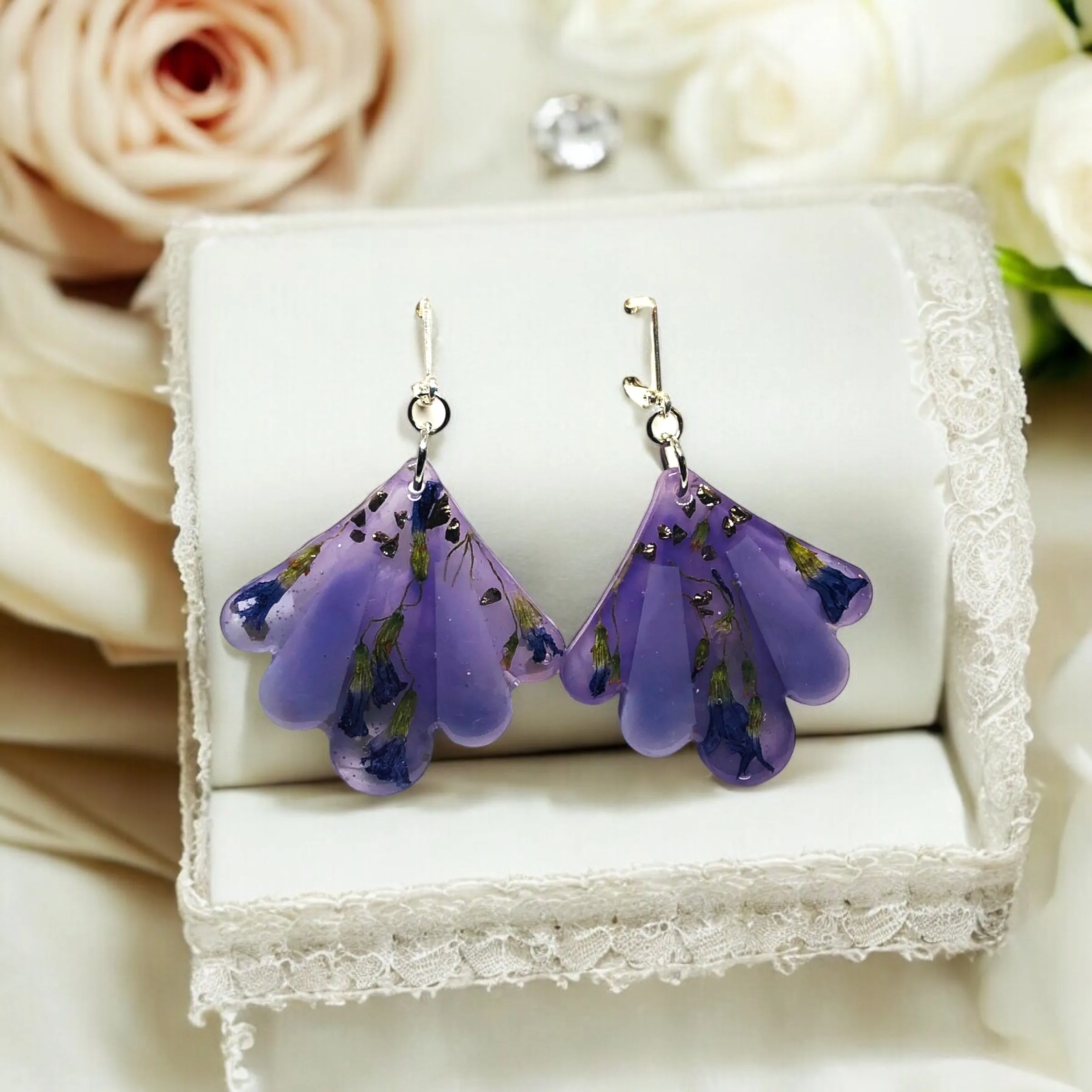 Real Flower Resin Bohemian Earrings