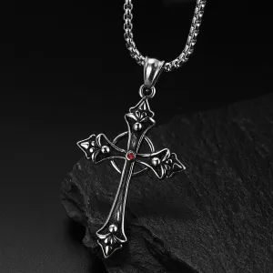 Red Crystal Cross - Gothic Pendant Necklace by The Nevermore