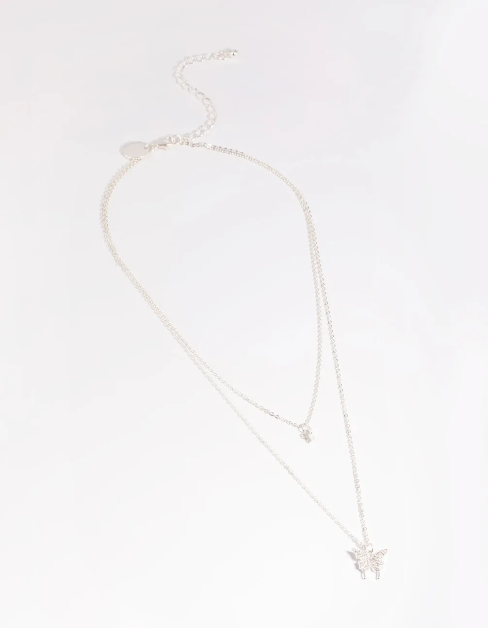 Rhodium Cubic Zirconia Butterfly Necklace