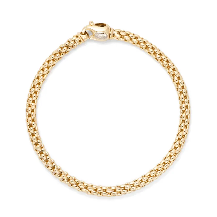 Rich 14K Yellow Gold 7.75" Popcorn Link Bracelet