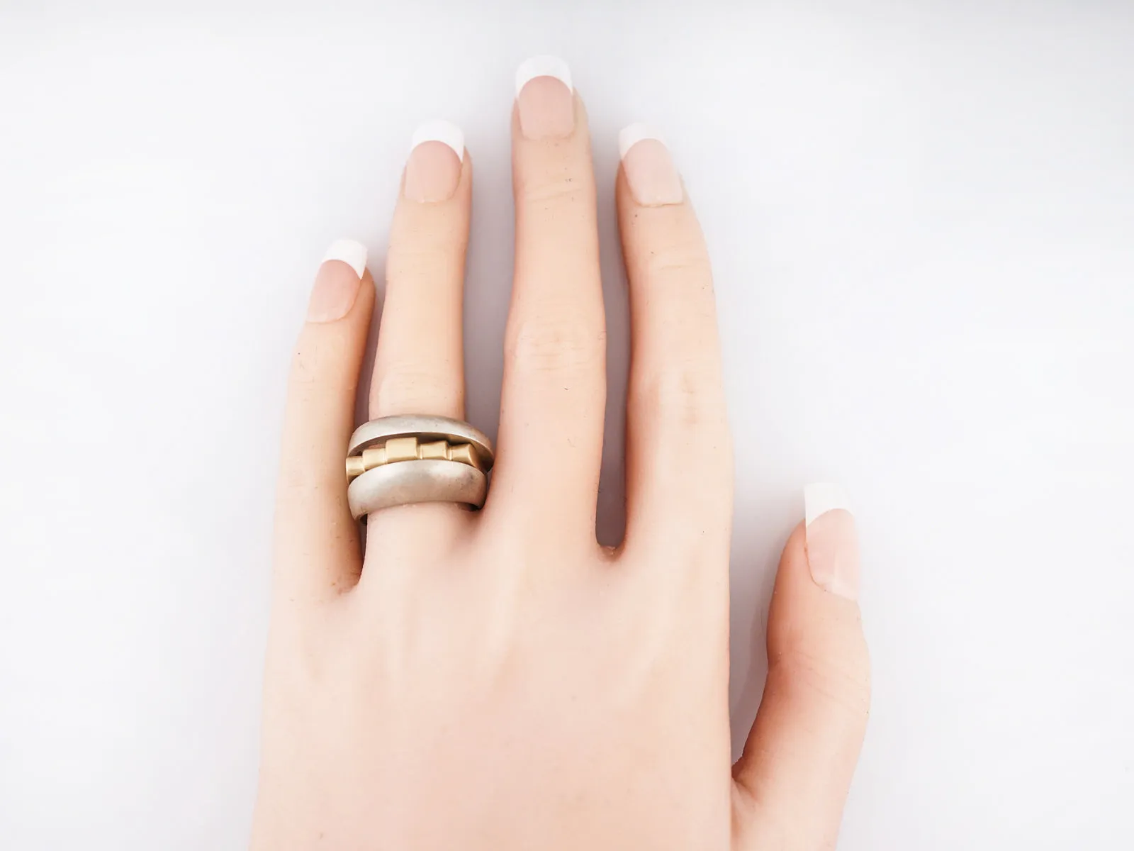 Right Hand Ring Modern Combo in Sterling Silver & 14k Yellow Gold