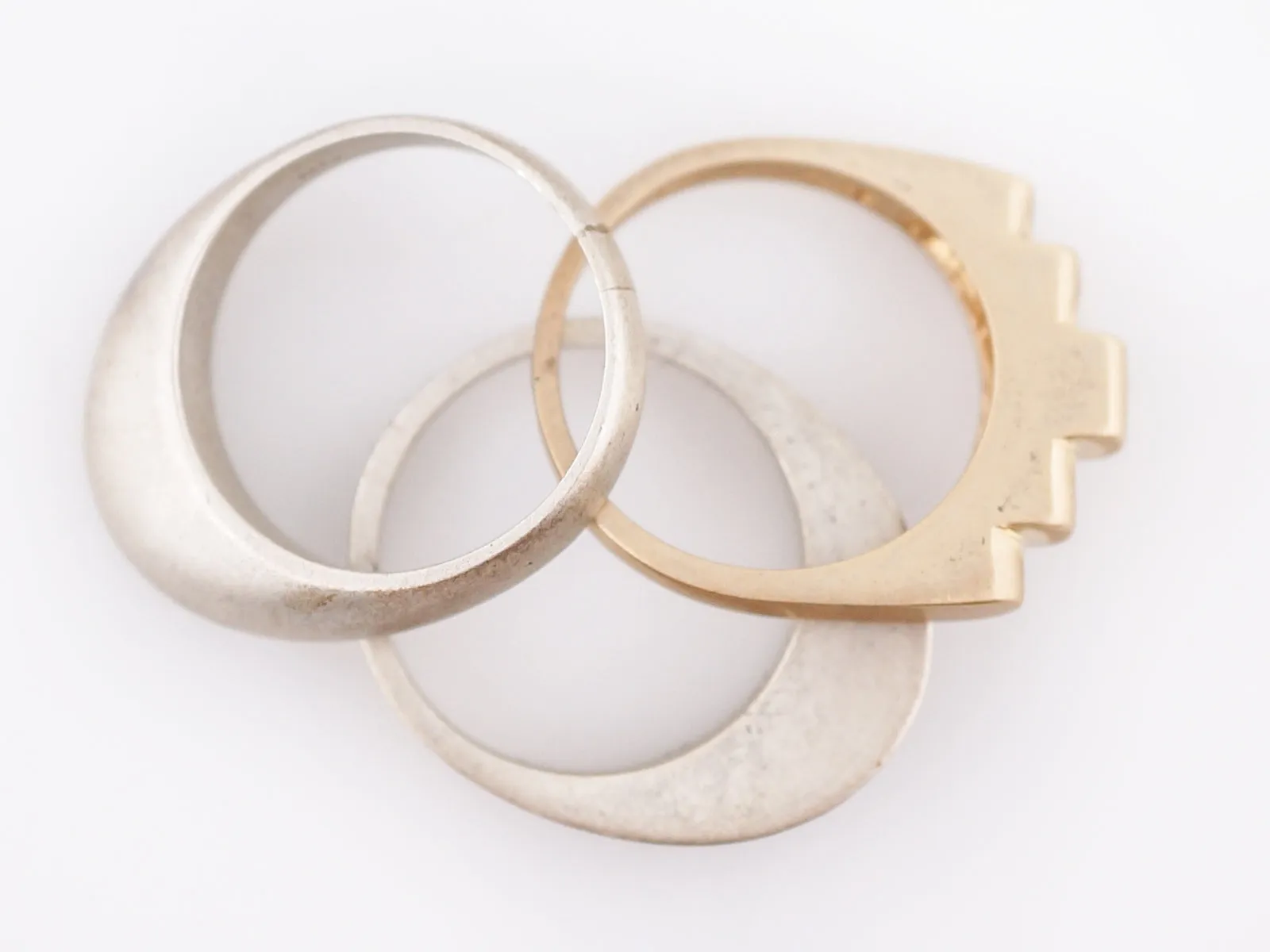 Right Hand Ring Modern Combo in Sterling Silver & 14k Yellow Gold