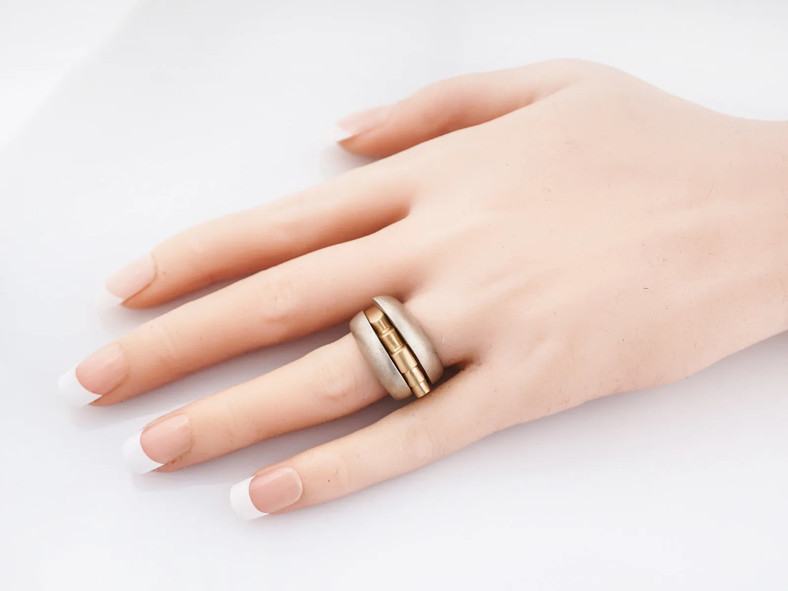 Right Hand Ring Modern Combo in Sterling Silver & 14k Yellow Gold