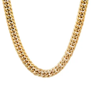 ROBUST Mens 18 KT Gold IP Cuban Round Link Water Resistant Stainless Steel Chain Necklace 24 inch
