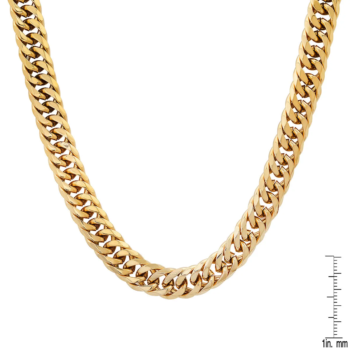 ROBUST Mens 18 KT Gold IP Cuban Round Link Water Resistant Stainless Steel Chain Necklace 24 inch