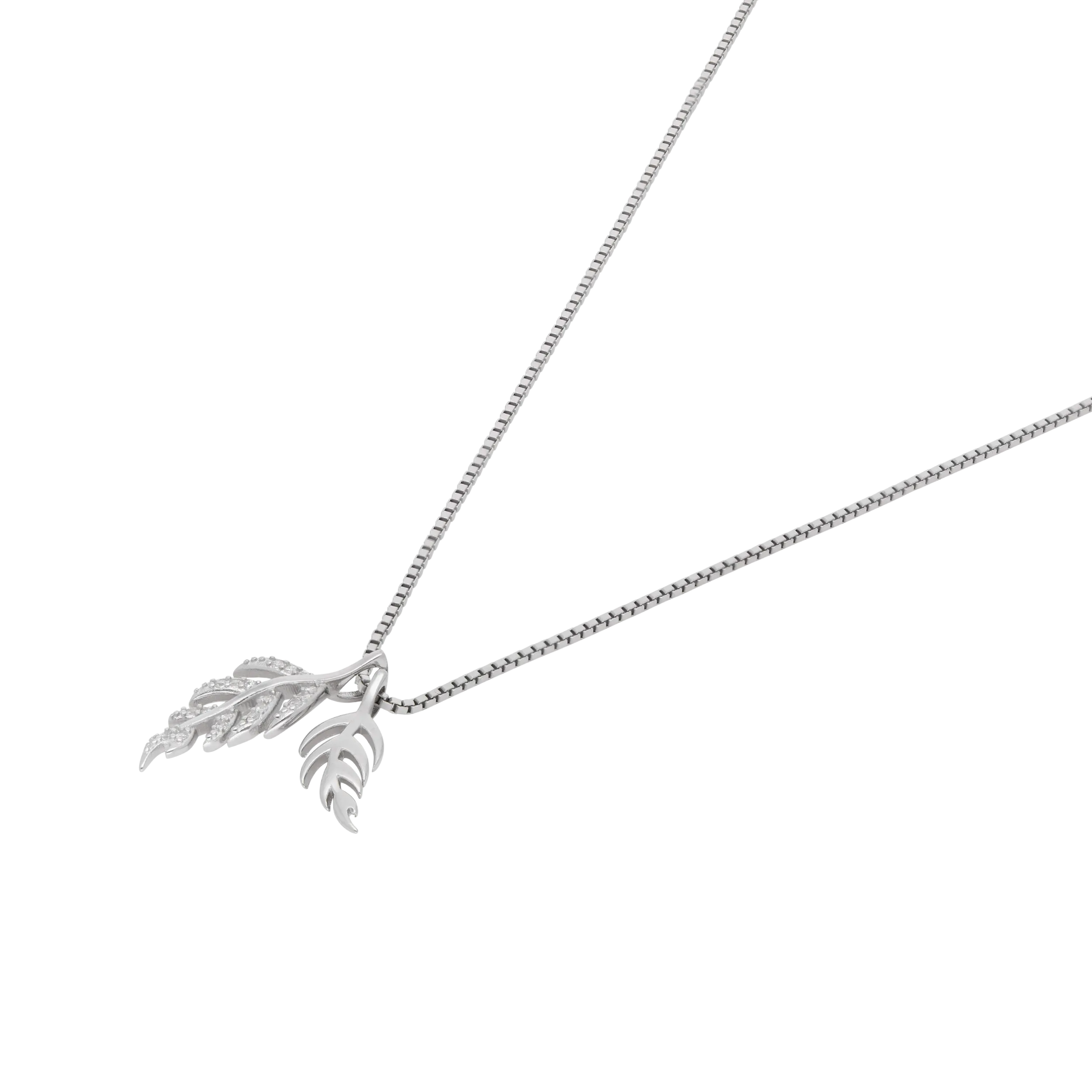 Rose Gold Sterling Silver Dual Leaf Pendant Necklace | SKU : 0021174148, 0021174155, 0021174162, 0021174179