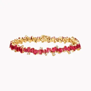 Ruby & Diamond Burst Tennis Bracelet