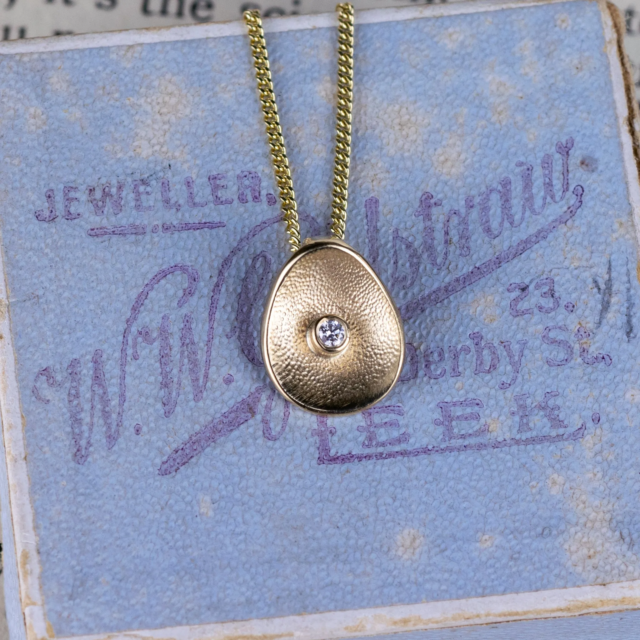 Sea Buttons April Birthstone Solid Gold Diamond Pendant
