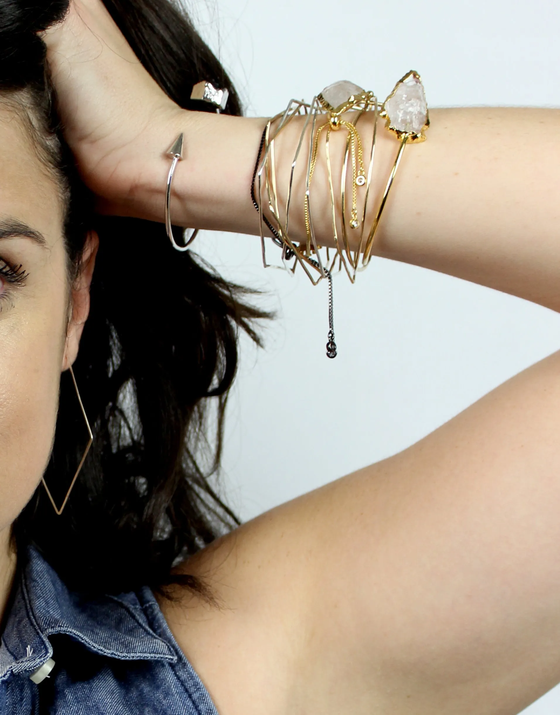 Shine Bright Like a Diamond // Hoop Earrings, Gold or Silver, Hand Forged, Boho Hoops // BH-E003
