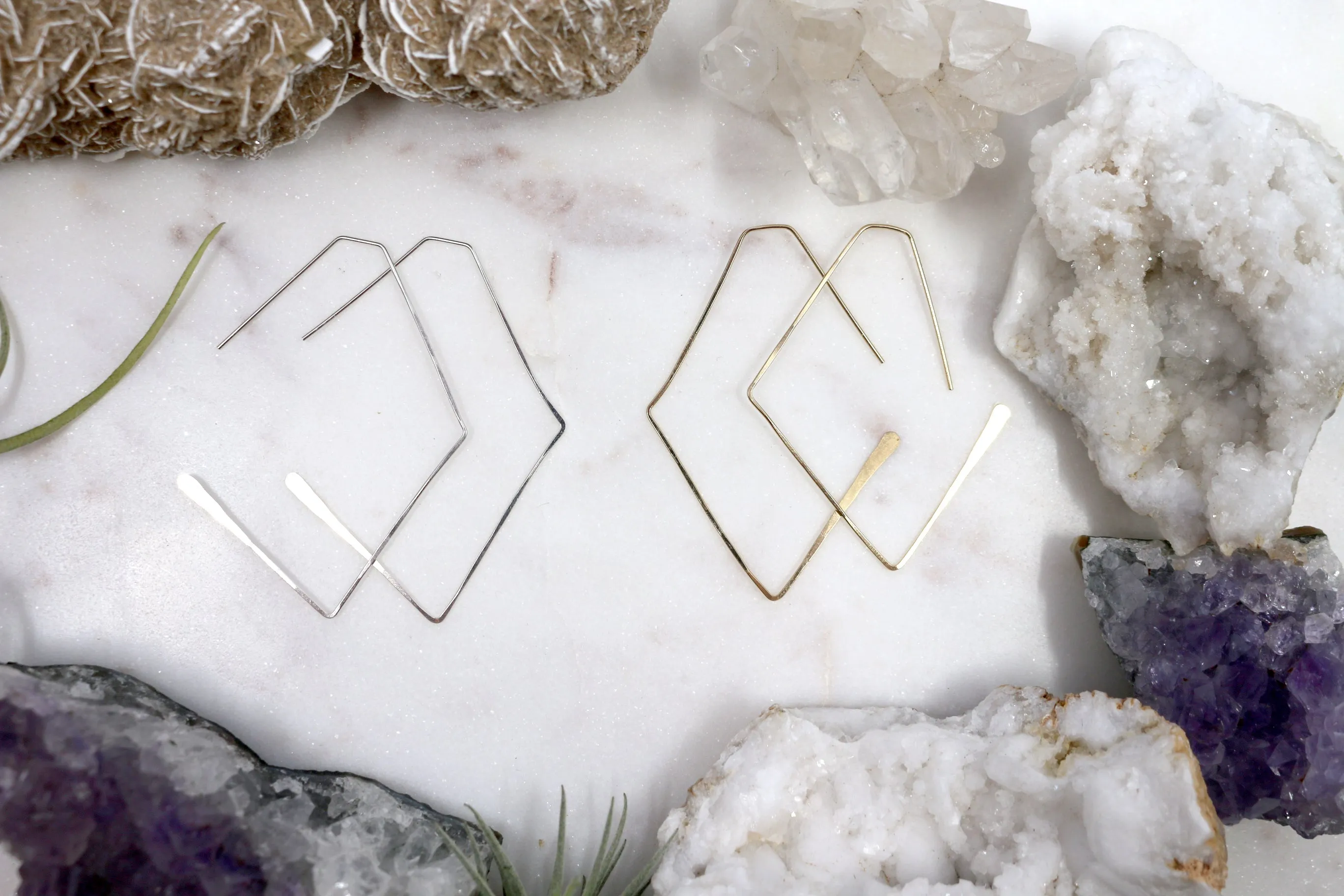 Shine Bright Like a Diamond // Hoop Earrings, Gold or Silver, Hand Forged, Boho Hoops // BH-E003
