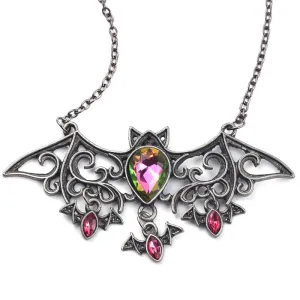 Shiny Black Retro Bat Rhinestone Pendant
