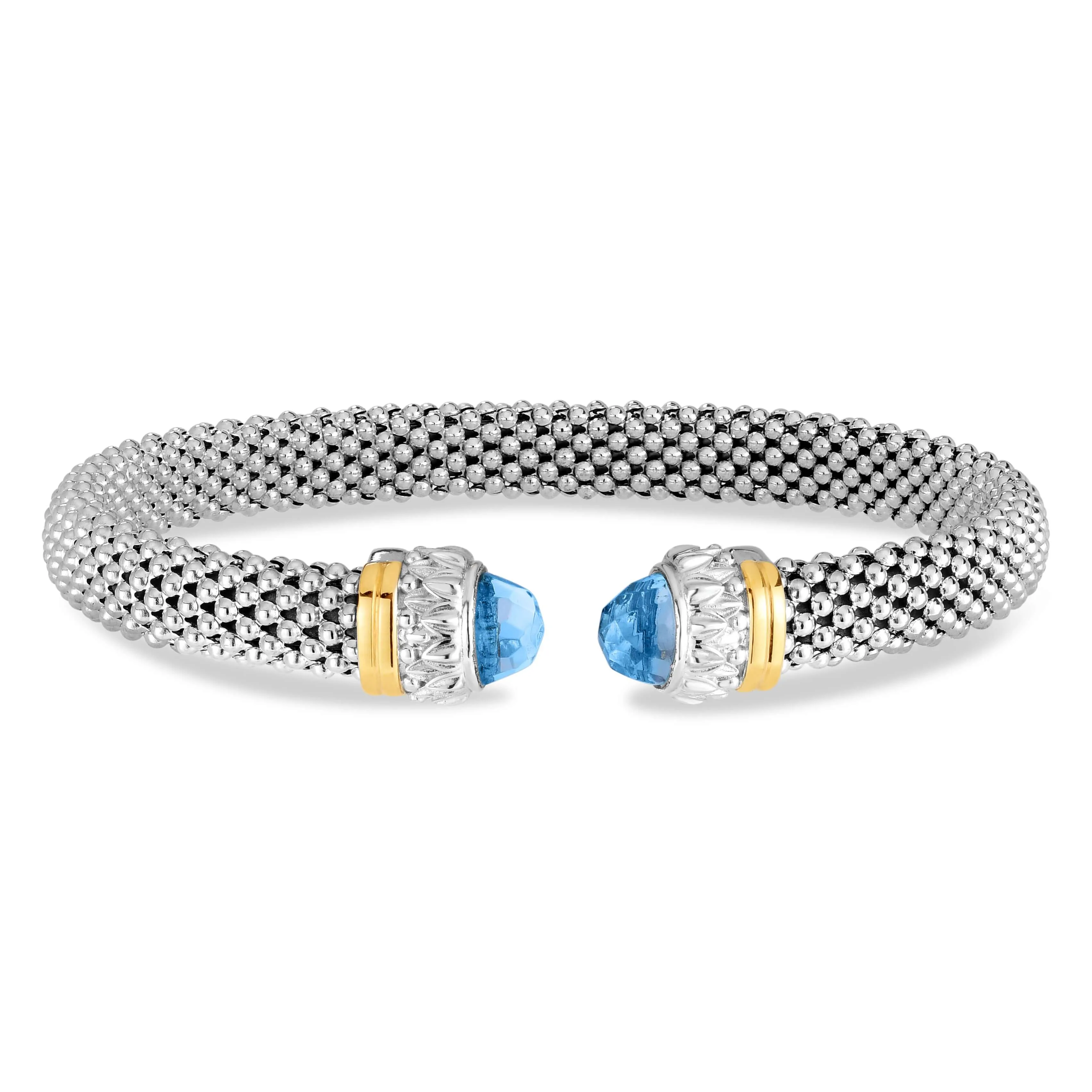 Silver & 18K Gold Prosecco Blue Topaz Cuff