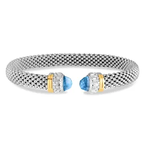 Silver & 18K Gold Prosecco Blue Topaz Cuff
