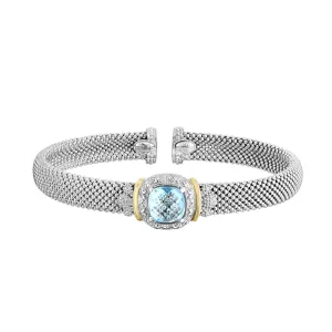 Silver & 18K Gold Small Prosecco Blue Topaz Bracelet