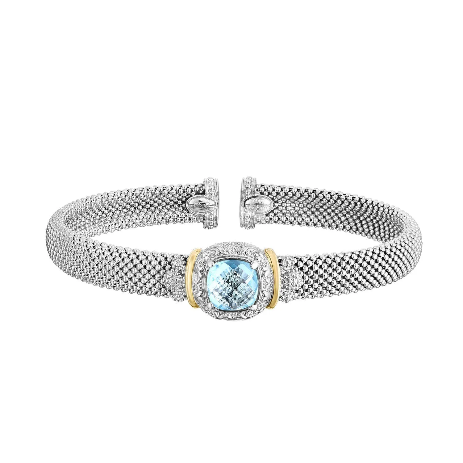 Silver & 18K Gold Small Prosecco Blue Topaz Bracelet