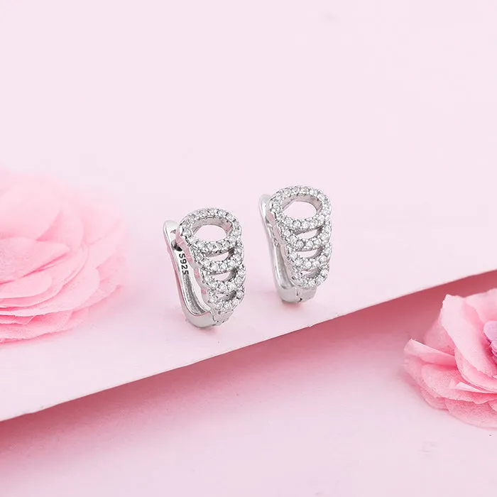 Silver Zircon Elegant Loop Earrings