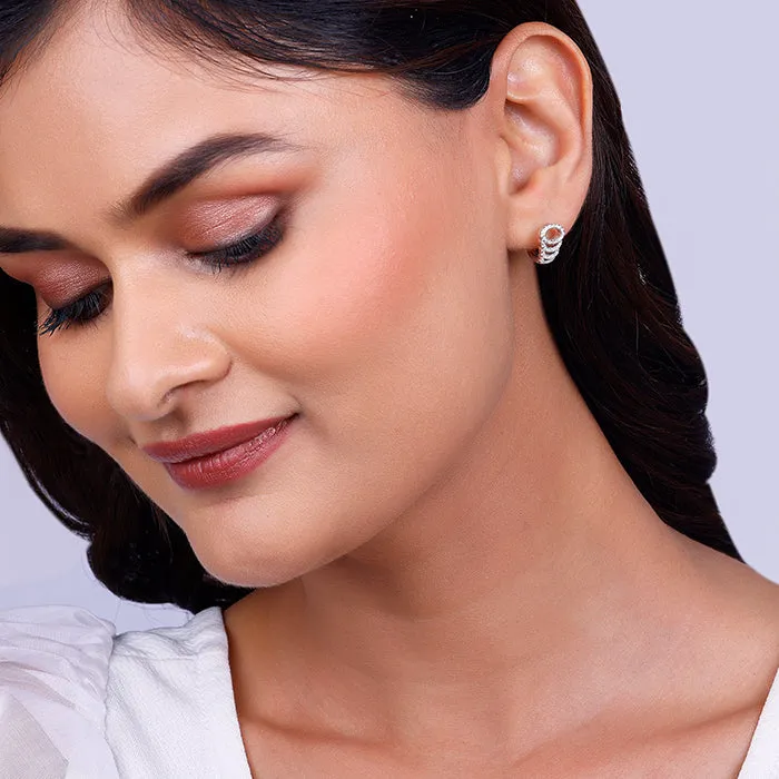 Silver Zircon Elegant Loop Earrings