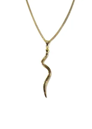 Skinny Black Crystal Snake Necklace