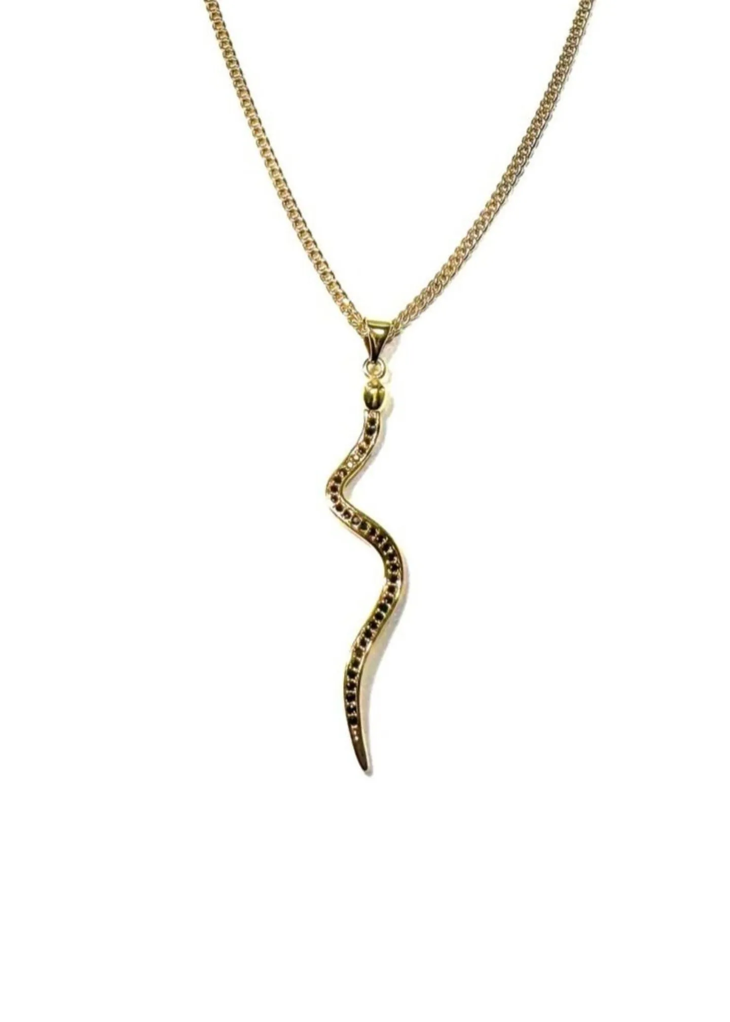 Skinny Black Crystal Snake Necklace