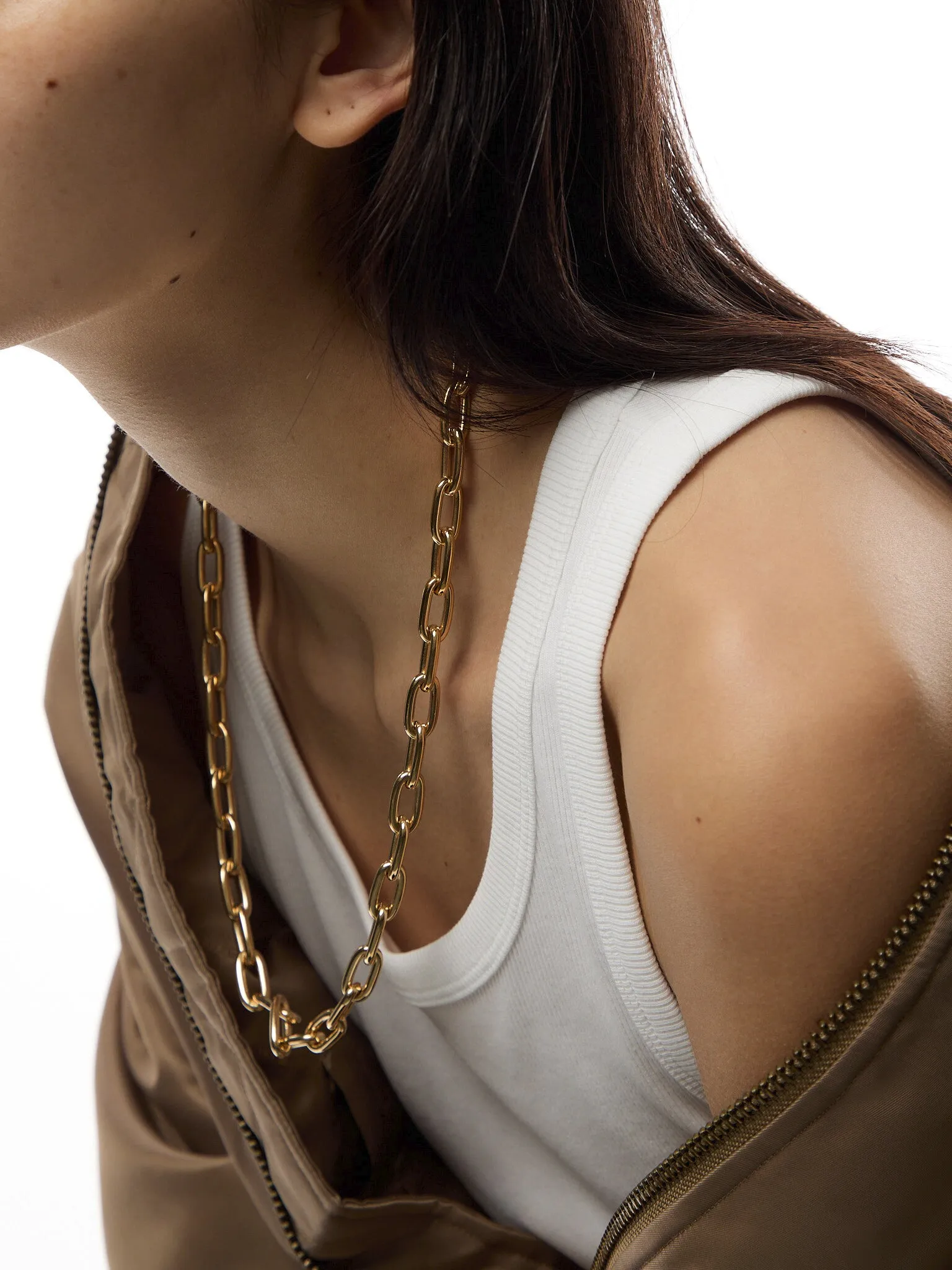 Small Gold Oval Chain Necklace