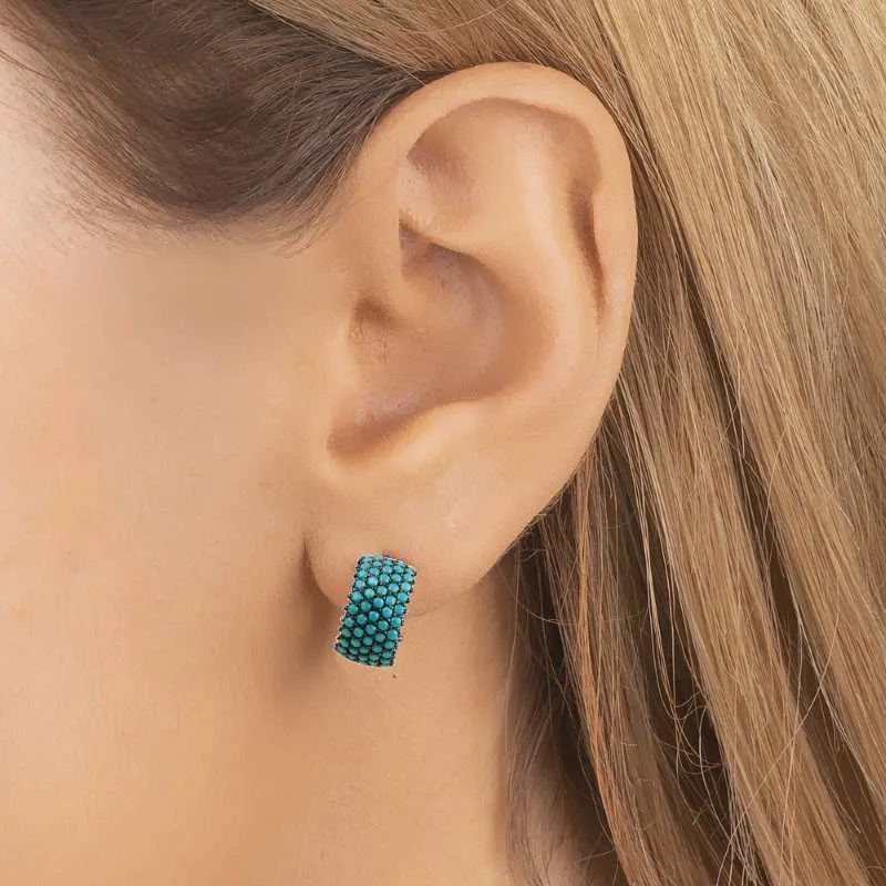 Small Turquoise Hoop Earrings for Women