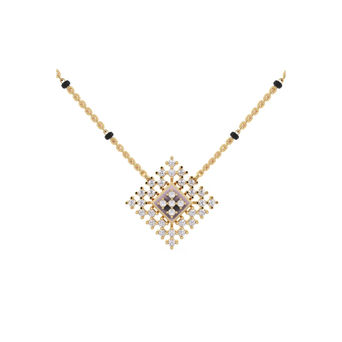 Sparkling Round Diamond Cluster Mangalsutra