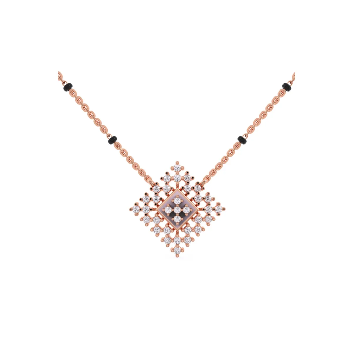 Sparkling Round Diamond Cluster Mangalsutra