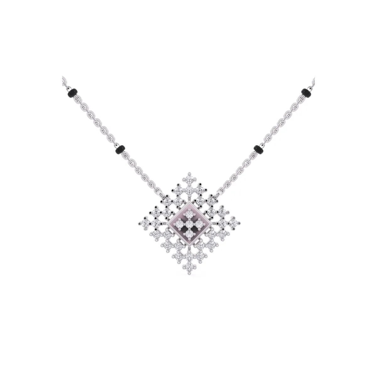 Sparkling Round Diamond Cluster Mangalsutra