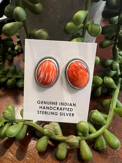 Spiny Oval Post Earrings