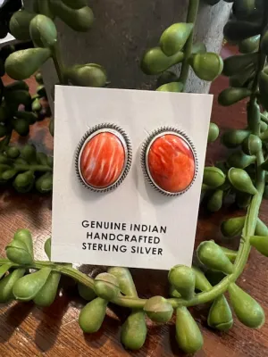 Spiny Oval Post Earrings