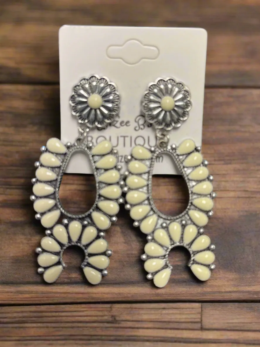 Squash Blossom Turquoise Stone Earrings