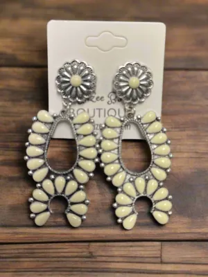 Squash Blossom Turquoise Stone Earrings