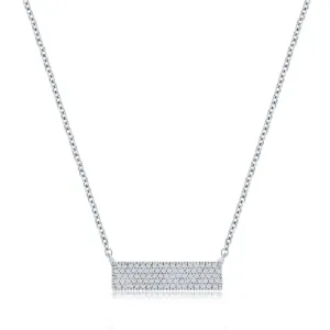 SS 0.16ctw Rectangle I/SI2 Diamond Pendant
